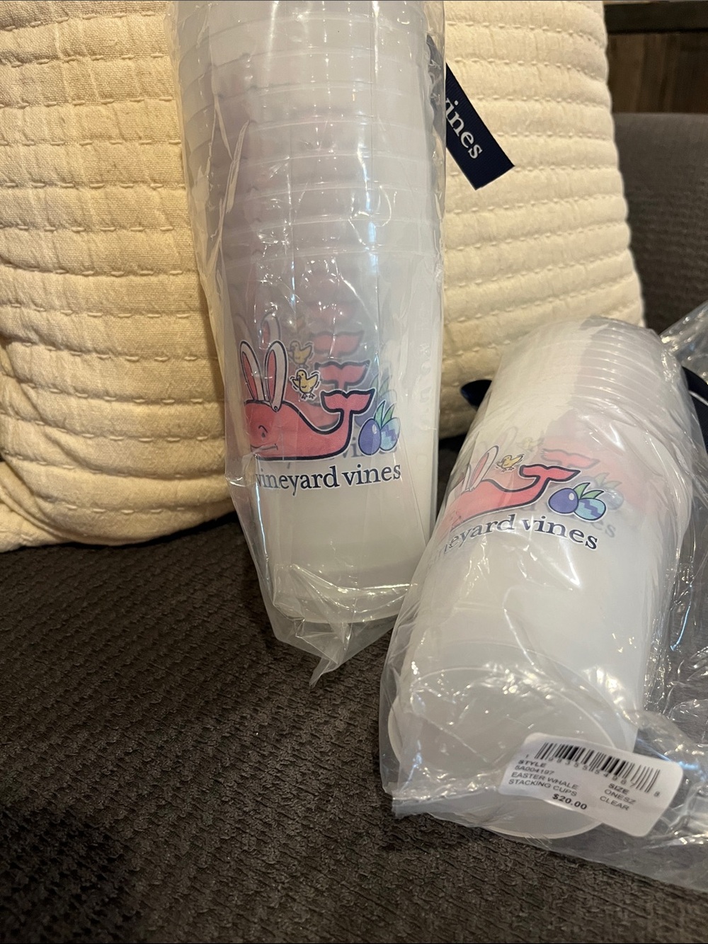 Vineyard Vines Pastel Bunny Whale Reusable Cups